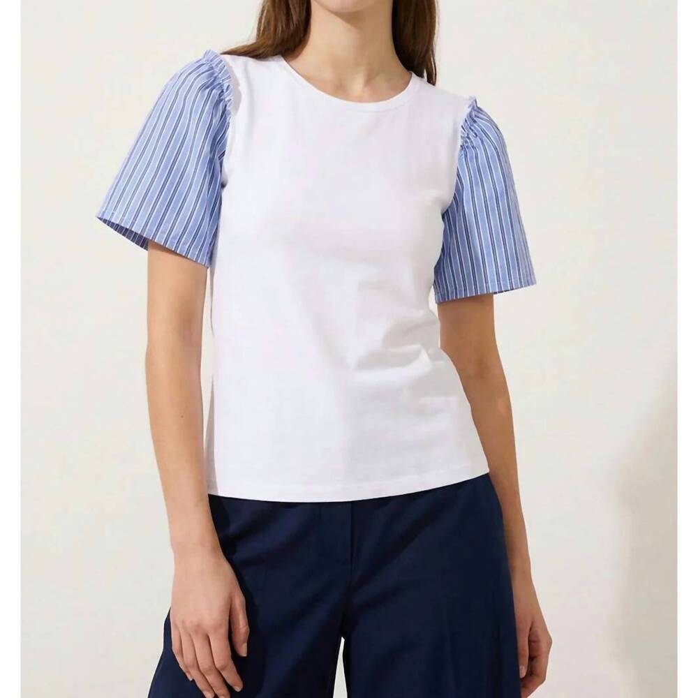 NEW VILAGALLO short-sleeved striped t-shirt in white